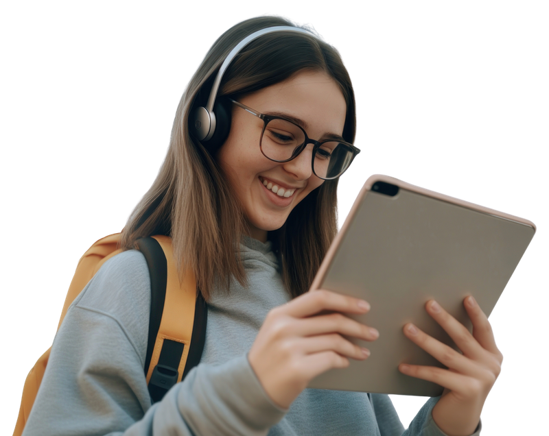 Alumna usando Alquie en su tablet