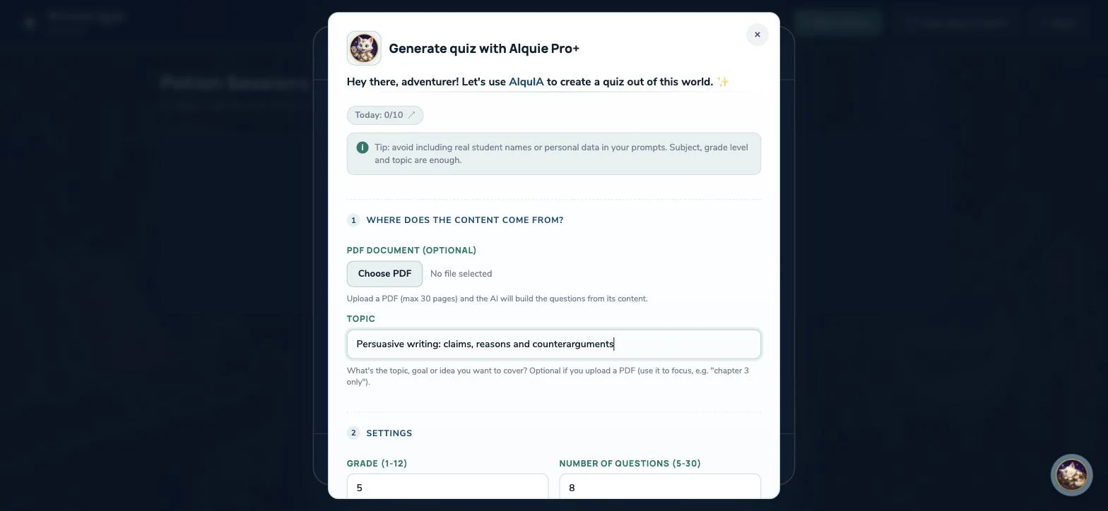 Generador de quizzes con AlquIA
